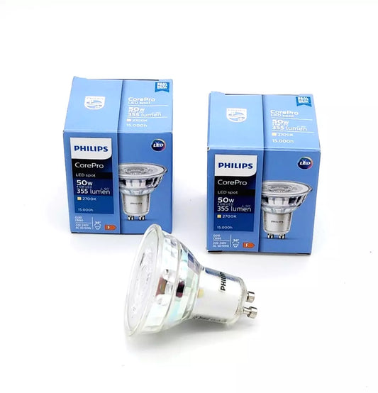 Philips CorePro LED Spot 4,6W=50W 2700K 355lm 36° GU10 warmweiss 54x50mm 2 Stück - A&T Onlineshop