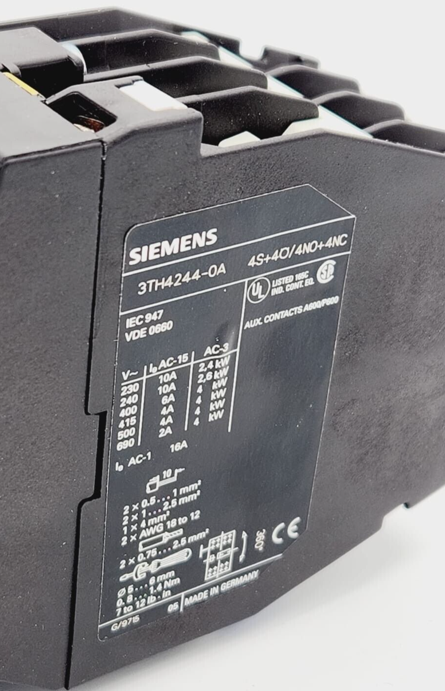 Siemens 3TH4244-0AF0 Hilfsschütz 44E, DIN EN50011, 4NO+4NC, Schraubanschluss - A&T Onlineshop