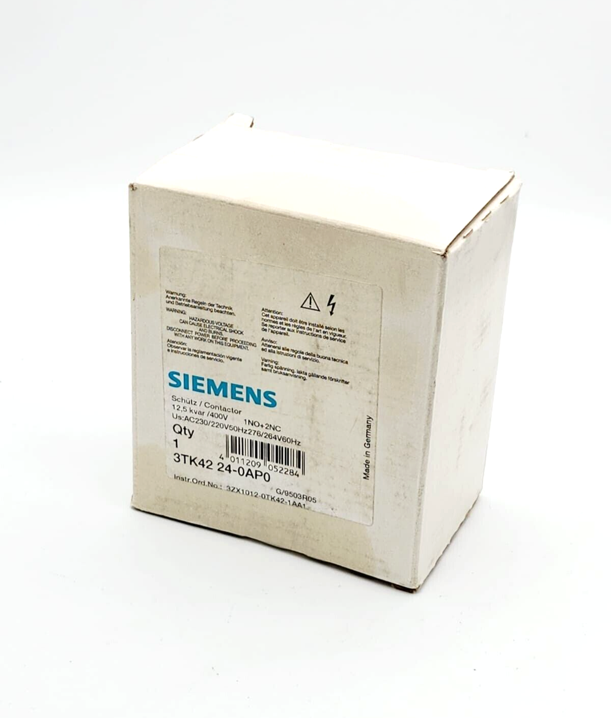 Siemens 3TK4224-0AP0 Kondesatorschuetz 12,5 kvar 1NO+2NC AC230 - A&T Onlineshop