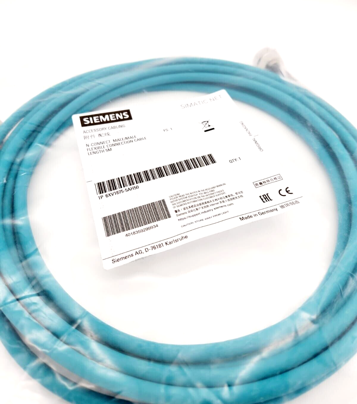 Siemens 6XV1875-5AH50 N-Connect male/male flexible Connection Cable 5 m - A&T Onlineshop