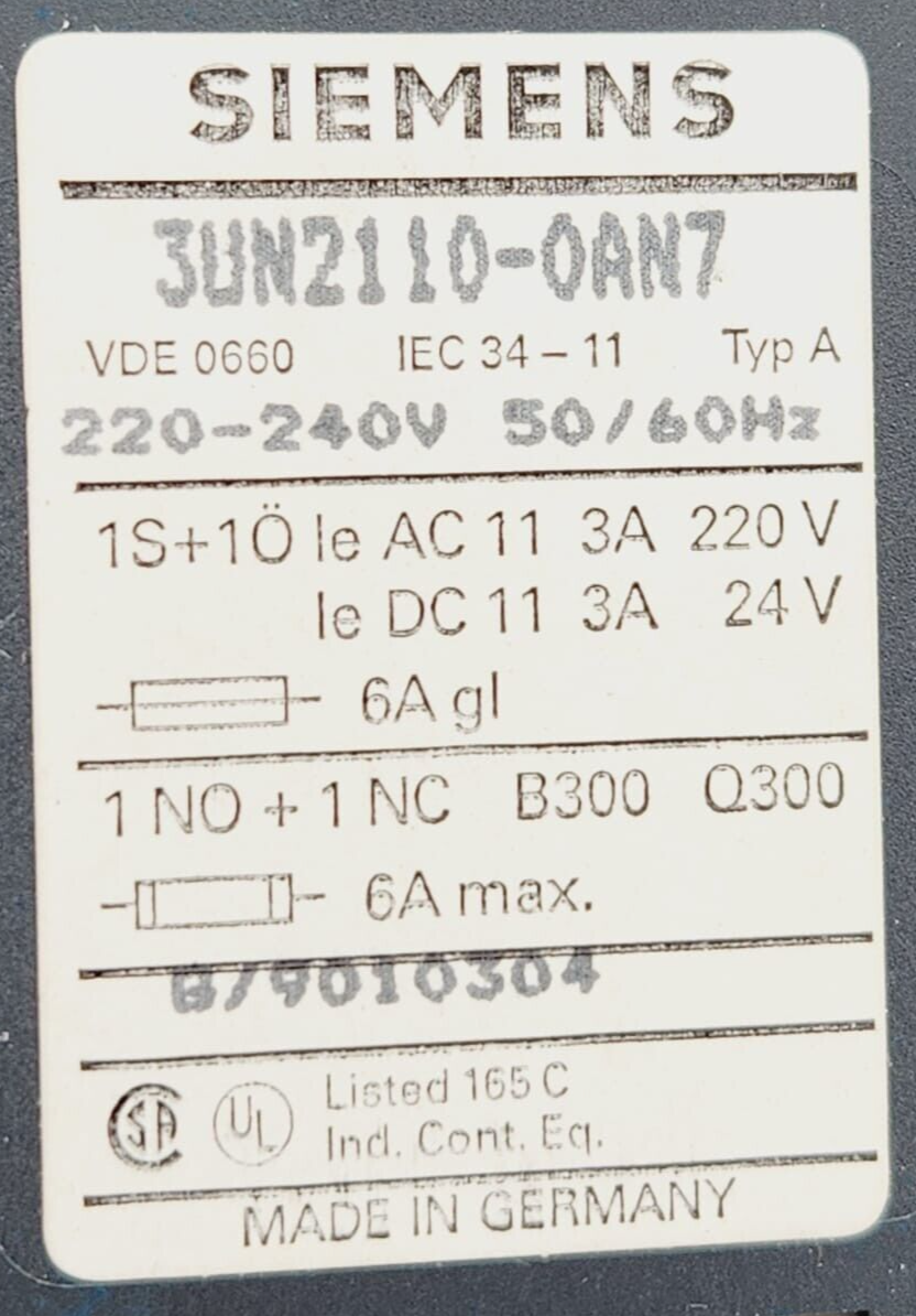 Siemens 3UN2110-0AN7 Thermistor-Motorschutz 2 LED, 1S+1OE, AC 220..240V, 50/60Hz - A&T Onlineshop