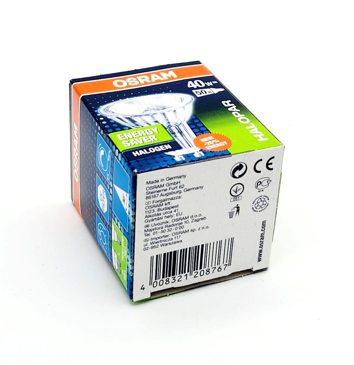 Osram 64823 ALU ES FL 230V 40W=50W GU10 FLOOD 30° HALOPAR 16 ES ENERGY SAVER - A&T Onlineshop