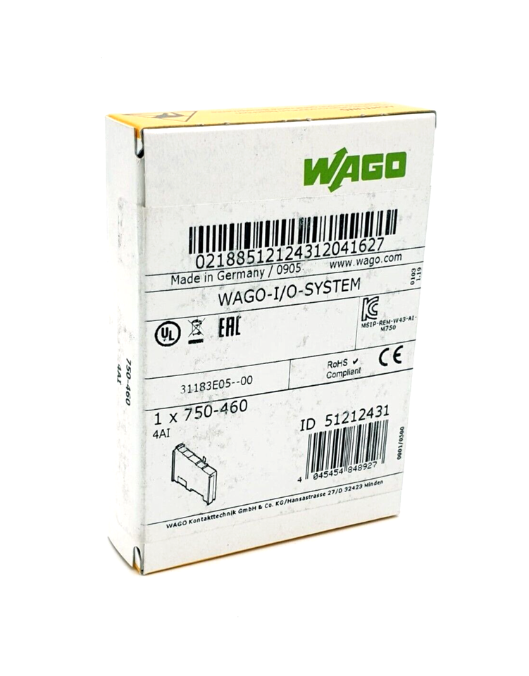 Wago 750-460 4-Kanal-Analogeingang für Widerstandssensoren Pt100-/RTD - A&T Onlineshop